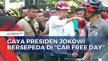 Presiden Jokowi Bersepeda di Car Free Day Bundaran HI dengan Pengawalan Ketat