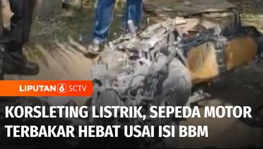 Korsleting Listrik, Sepeda Motor Terbakar Hebat Usai Isi BBM di SPBU Cirebon | Liputan 6