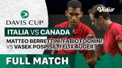 Full Match | Semifinal: Italy vs Canada | Matteo Berrettini/Fabio Fognini vs Vasek Pospisil/Felix Auger Aiassime | Davis Cup 2022