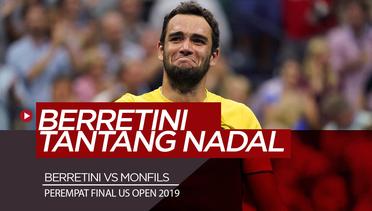 Menang 5 Set atas Monfils, Berrettini Tantang Rafael Nadal di Semifinal AS Terbuka 2019