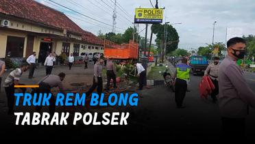 Detik-Detik Truk Rem Blong Tabrak Polsek Sentolo Kulon Progo