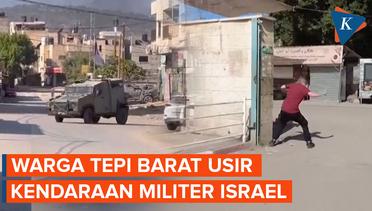 Bersenjata Batu, Warga Palestina Usir Kendaraan Militer Israel