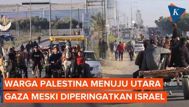 Penampakan Warga Palestina Berjalan Menuju Gaza Utara