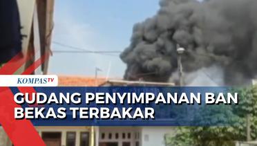 Warga Panik! Api Lahap Habis Gudang Penyimpanan Ban Bekas di Bekasi