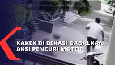 CCTV Rekam Aksi Kakek Gagalkan Pencurian Motor, Pelaku Dihajar Hingga Jatuh!