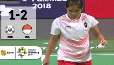 KOR vs INA - Badminton Beregu Putri: Sung Jihyun vs Gregoria Mariska