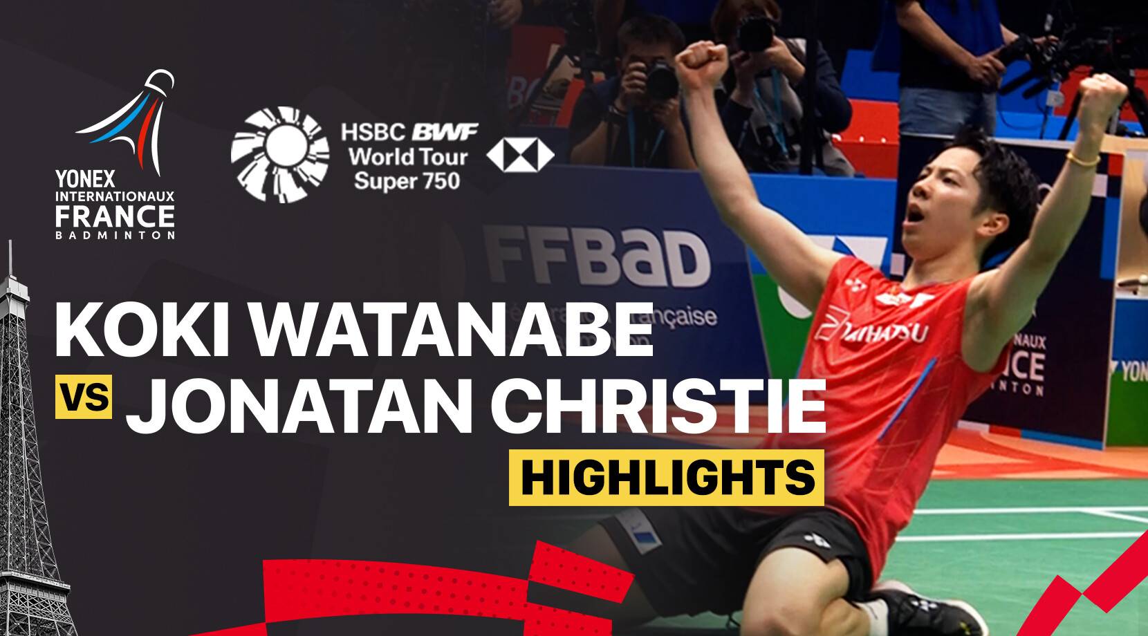 Koki Watanabe (JPN) vs Jonatan Christie (INA) - Men's Singles Round of 16 | YONEX French Open 2025