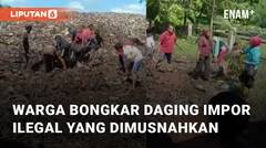 Warga TPA Bengkalis, Riau Bongkar Daging Kerbau Impor Ilegal yang Dimusnahkan