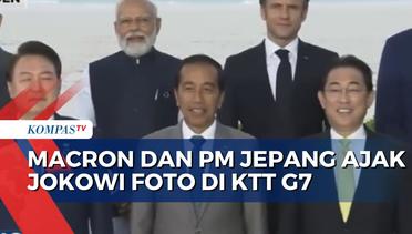 Momen akrab Presiden Perancis, Macron dan PM Jepang, Fumio Kishida  Ajak Jokowi Foto di KTT G7