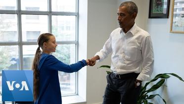 Former President Obama Meets Climate Activist Greta Thunberg