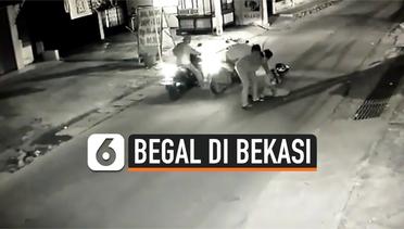 Terekam CCTV, Kawanan Begal Bercelurit Rampas Motor di Bekasi