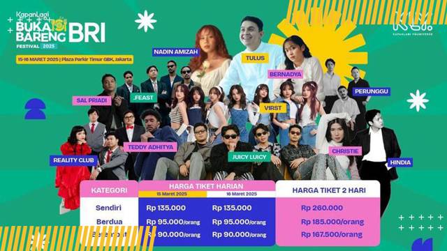 Buruan Dapatkan Tiket KapanLagi Buka Bareng BRI Festival 2025, Ngabuburit Sama Tulus Hingga Bernadya