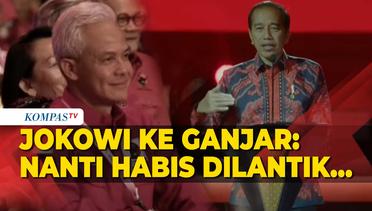 Presiden Jokowi Bisiki Bacapres Ganjar di Rakernas PDIP, Bicara Soal Ini