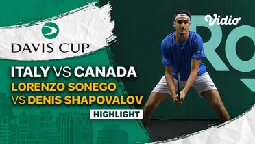 Highlights | Semifinal: Italy vs Canada | Lorenzo Sonego vs Denis Shapovalov  | Davis Cup 2022