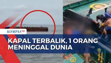Rekaman Amatir Kapal LCT Terbalik di Perairan Muara Pegah, Kaltim