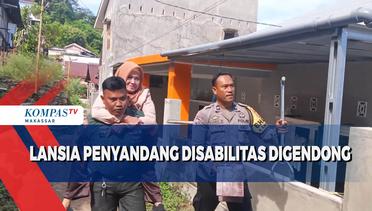 Lansia Penyandang Disabilitas Digendong ke lokasi pembagian bantuan