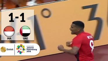 Goal Beto Goncalves - Sepak Bola Putra Indonesia (1) vs (1) United Arab Emirates | Asian Games 2018