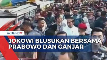 Momen Jokowi Blusukan Bareng Prabowo dan Ganjar di Pasar Pekalongan