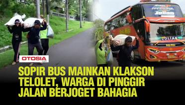 Unik Banget, Bus Berhenti di Pinggir Jalan Sambil Mainkan Klakson Telolet Bikin Warga Berjoget