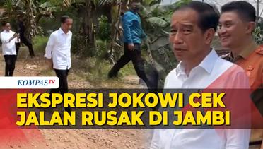 Ekspresi Jokowi Saat Cek Jalan Rusak di Jambi