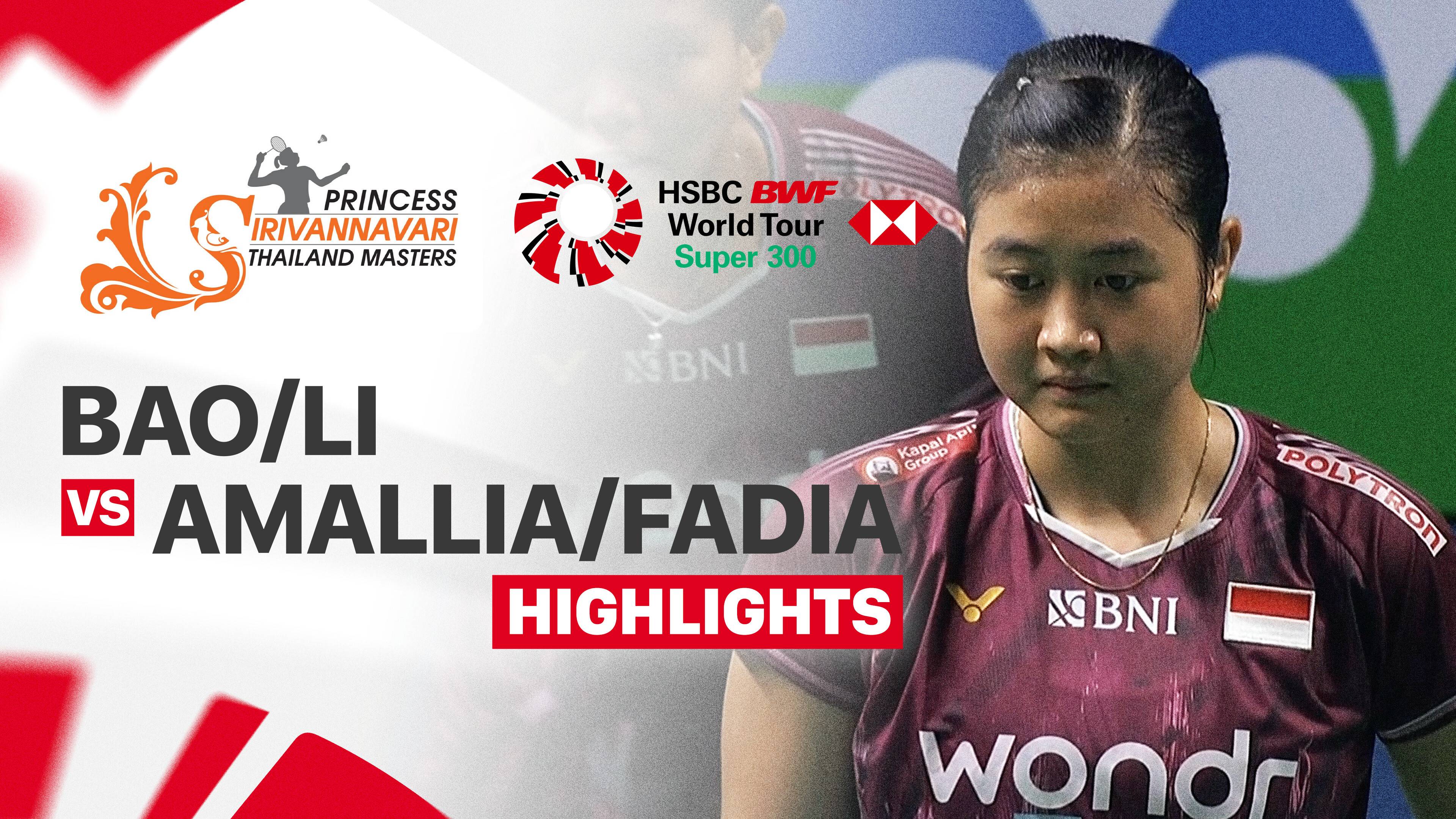 Bao Li Jing/Liu Yi Jing (CHN) vs Amallia Cahaya Pratiwi/Siti Fadia Silva Ramadhanti (INA) - Women's Doubles Finals | PRINCESS SIRIVANNAVARI Thailand Masters 2026