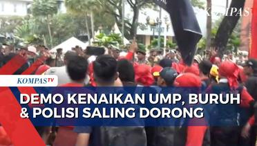 Massa Buruh Demo di Depan Gedung Balaikota DKI, Aksi Saling Dorong Tak Terhindarkan
