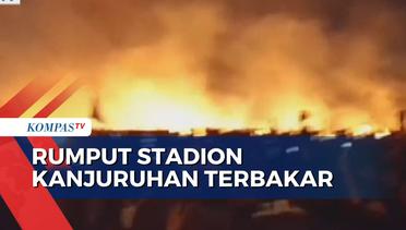 Rumput Stadion Kanjuruhan Terbakar Usai Peringatan 1 Tahun Tragedi