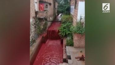 Sungai di China Berubah Warna jadi Merah Darah