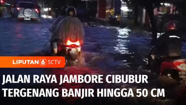 Hujan Deras, Jalan Raya Jambore Cibubur Tergenang Banjir Hingga 50 Cm | Liputan 6