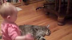 Video Lucu Bayi Bobo Bersama Kucing