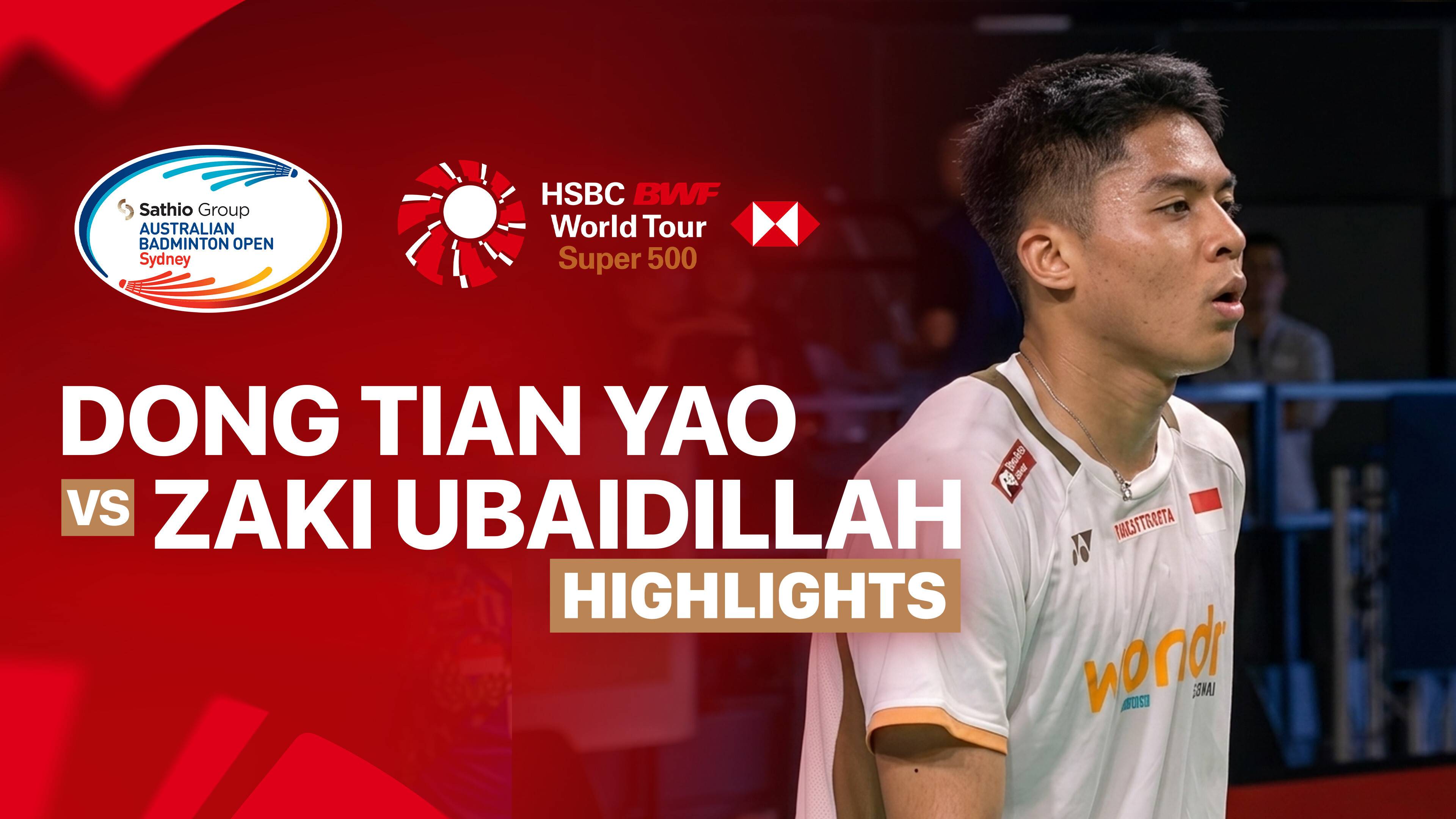 Dong Tian Yao (CHN) vs Moh. Zaki Ubaidillah (INA) - Men's Singles Semi Finals | SATHIO GROUP Australian Open 2026