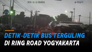 Rekaman Detik-Detik Bus Terguling di Ring Road Yogyakarta