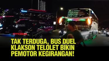 Keseruan Malam, Bus Asik Beradu Klakson Telolet di Tengah Jalan Bikin Pemotor Kegirangan!