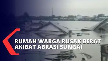 Longsor Terjadi Akibat Abrasi Sungai di Riau, 9 Rumah Warga Rusak Terseret Arus!