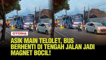 Seru Banget, Bocil Auto Joget Depan Bus Berhenti Gara-gara Alunan Klakson Telolet!