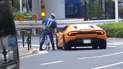 Keren, Polisi Jepang Kejar Mobil Lamborghini Dengan Sepeda