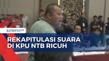 Ricuh! Saksi Parpol Ngamuk Tendang Meja saat Pleno Rekapitulasi Suara di Lombok
