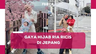 6 Gaya Hijab Musim Dingin Ria Ricis saat Liburan ke Jepang Bareng Moana