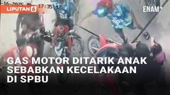 Gas Motor Ditarik Anak Sebabkan Kecelakaan di SPBU, Motor Terlilit Selang BBM