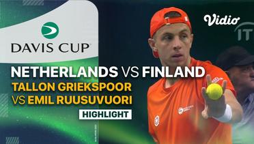 Highlights | Netherlands (Tallon Griekspoor) vs Finland (Emil Ruusuvuori) | Davis Cup 2023