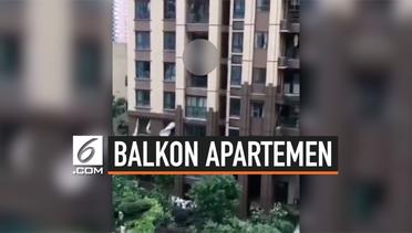 Viral, Video Seorang Anak Bergelantung di Balkon Apartemen 