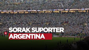 Sorak kebahagiaan suporter atas kemenangan argentina di stadion Lusail