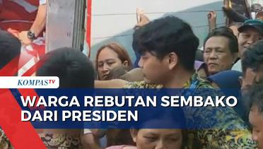 Ratusan Warga di Jakarta Selatan Berdesak-desakkan Berebut Paket Sembako yang Dibagikan Presiden