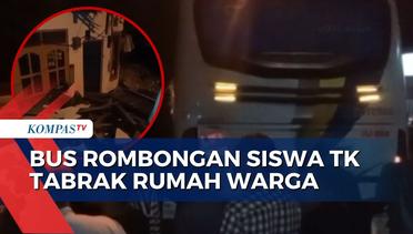 Bus Rombongan Siswa TK Tabrak Rumah Warga di Pasuruan, 15 Penumpang Terluka!