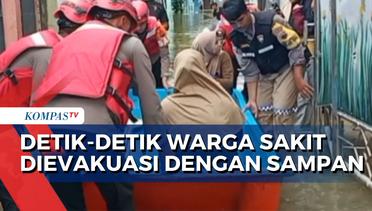Banjir di Semarang, Warga Sakit Harus Dievakuasi dengan Sampan!