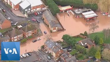 Aerial Footage of British Towns Flooded After Storm Dennis