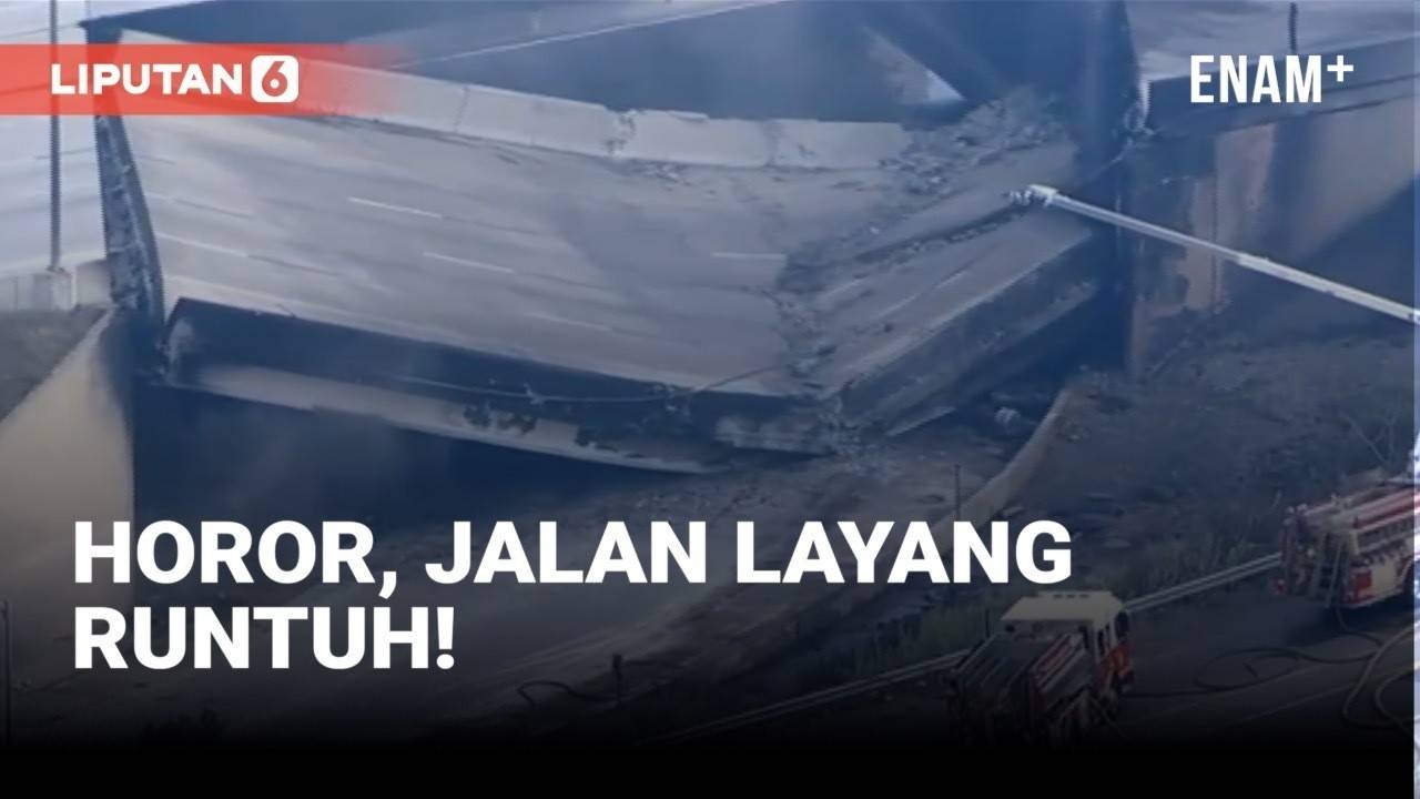 Ledakan Truk Tangki Runtuhkan Jalan Layang Liputanenam Vidio