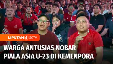 Warga Antusias Nobar Laga Indonesia vs Uzbekistan di Kantor Kemenpora | Liputan 6