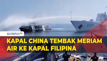 Momen Kapal China Tembaki Meriam Air Kapal Filipina