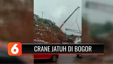 Detik-detik Crane Proyek Kereta Api di Bogor Jatuh Nyaris Menimpa Pemukiman | Liputan 6